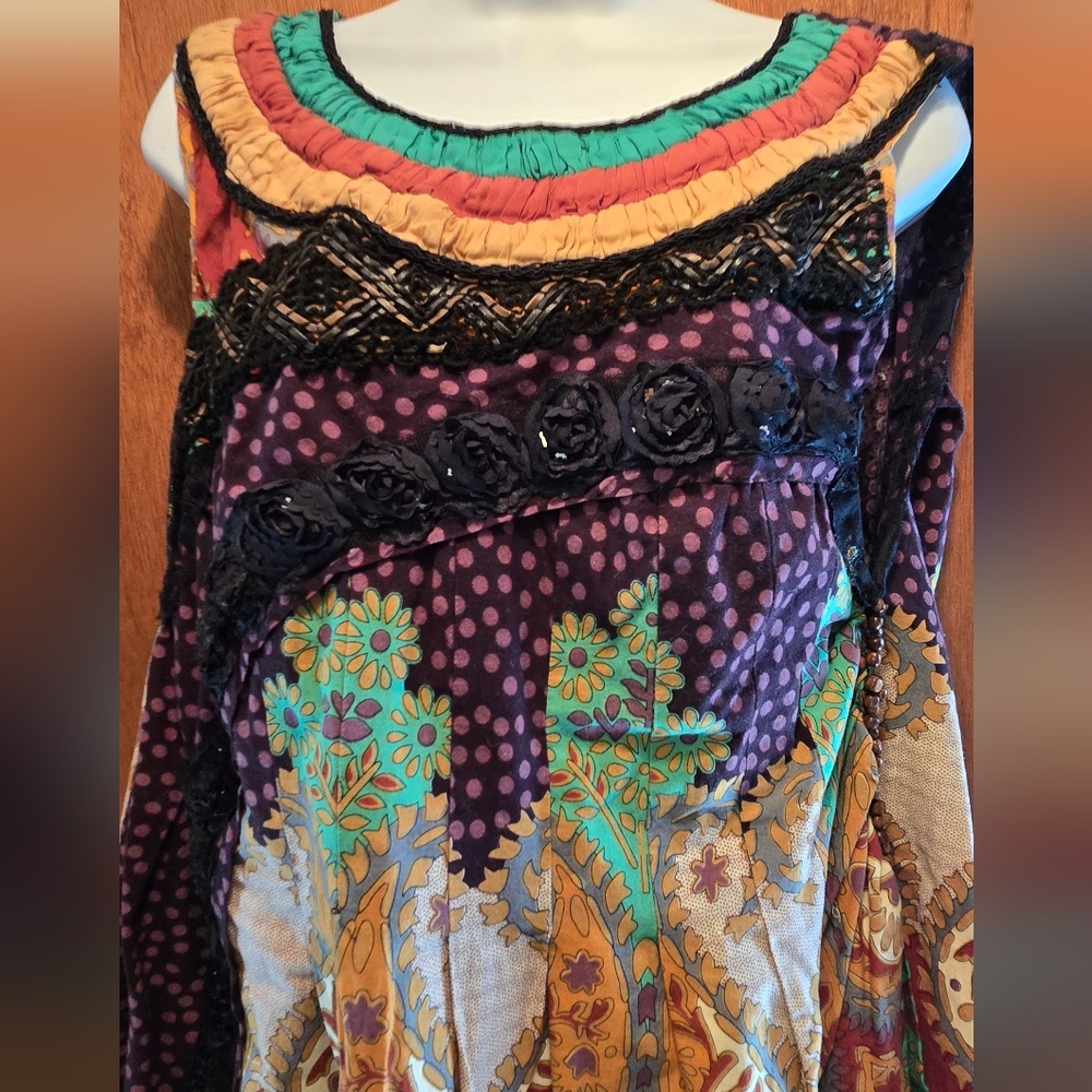 Purple and Orange Asymmetrical Tunic Blouse - Picture 3 of 8